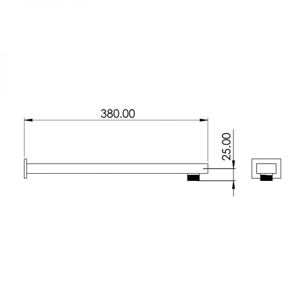 Abacus Matt Black 380mm Square Wall Mounted Shower Arm #2